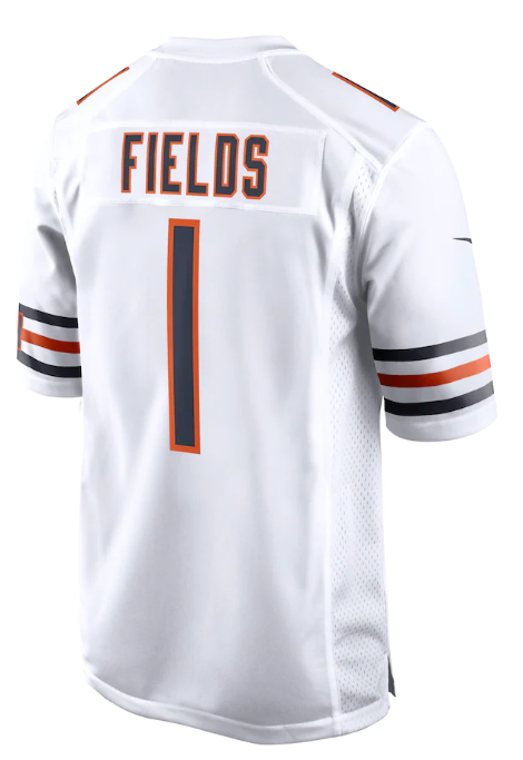 Chicago Bears Justin Fields Youth Nike White Replica Game Jersey product image 3, provided for visual reference and product