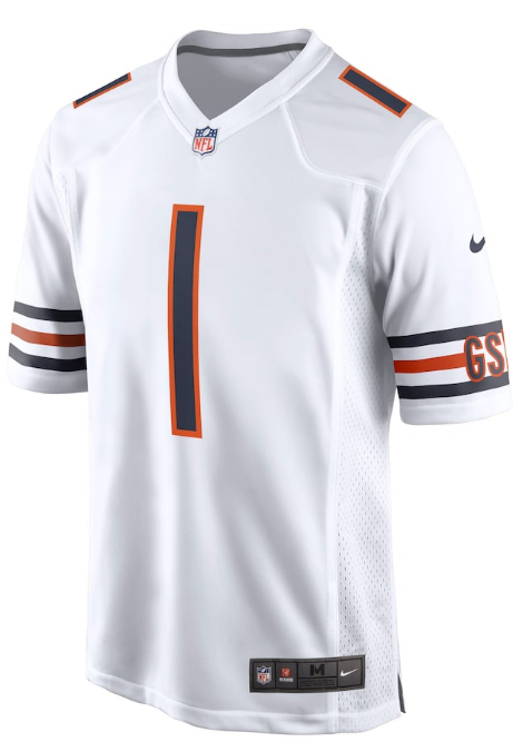 Chicago Bears Justin Fields Youth Nike White Replica Game Jersey product image 2, provided for visual reference and product