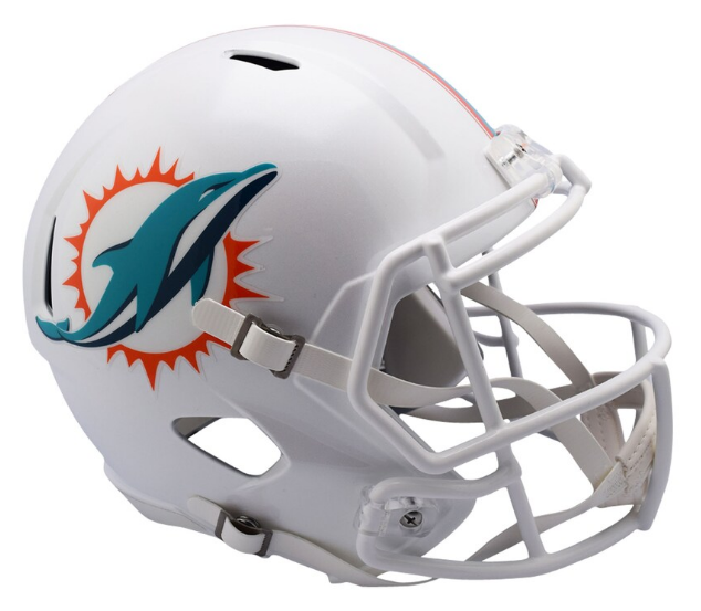 Miami Dolphins Full Size Speed Replica Helmet product image 1, provided for visual reference and product detail review