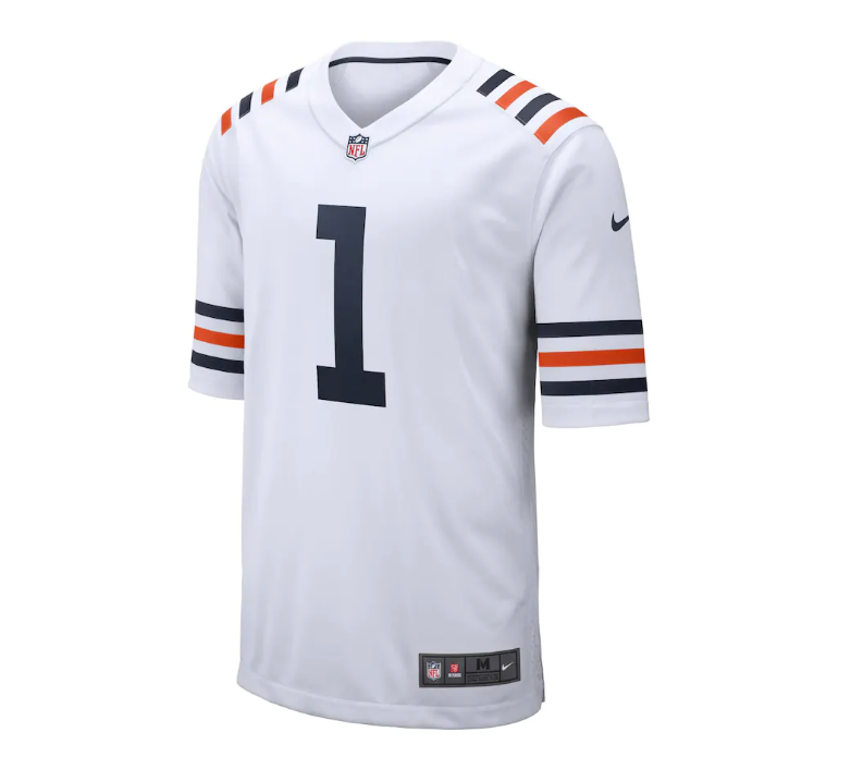 Justin Fields Chicago Bears Youth White Alternate 1936 Classic Game Jersey product image 2, provided for visual reference