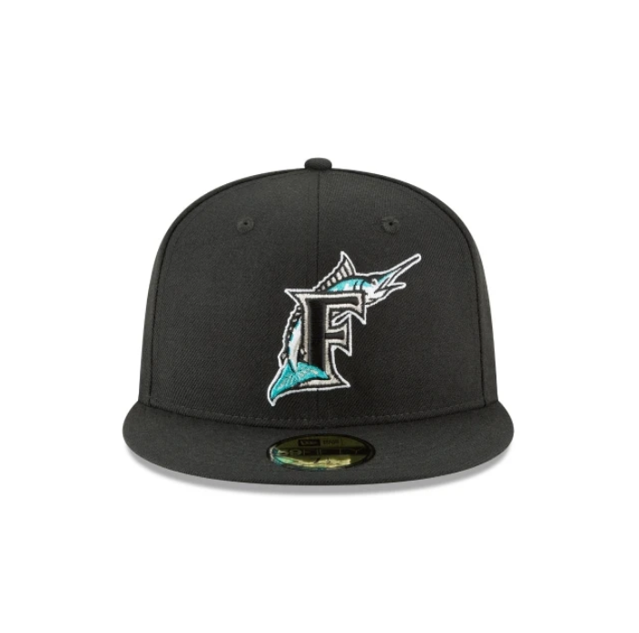 Florida Marlins New Era Black Cooperstown Collection Wool 59FIFTY Fitted Hat for Men product image 2, provided for visual