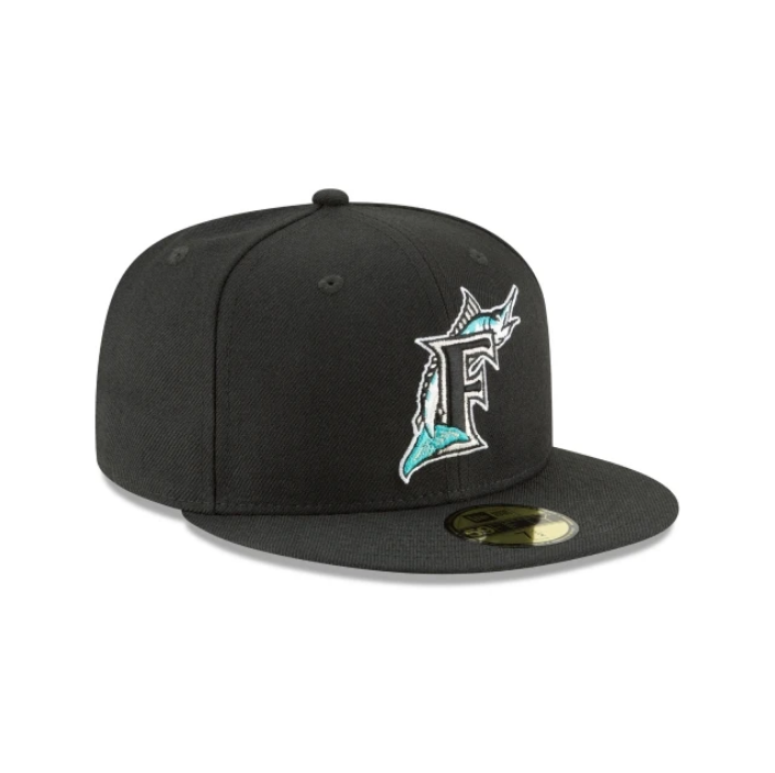 Florida Marlins New Era Black Cooperstown Collection Wool 59FIFTY Fitted Hat for Men product image 3, provided for visual