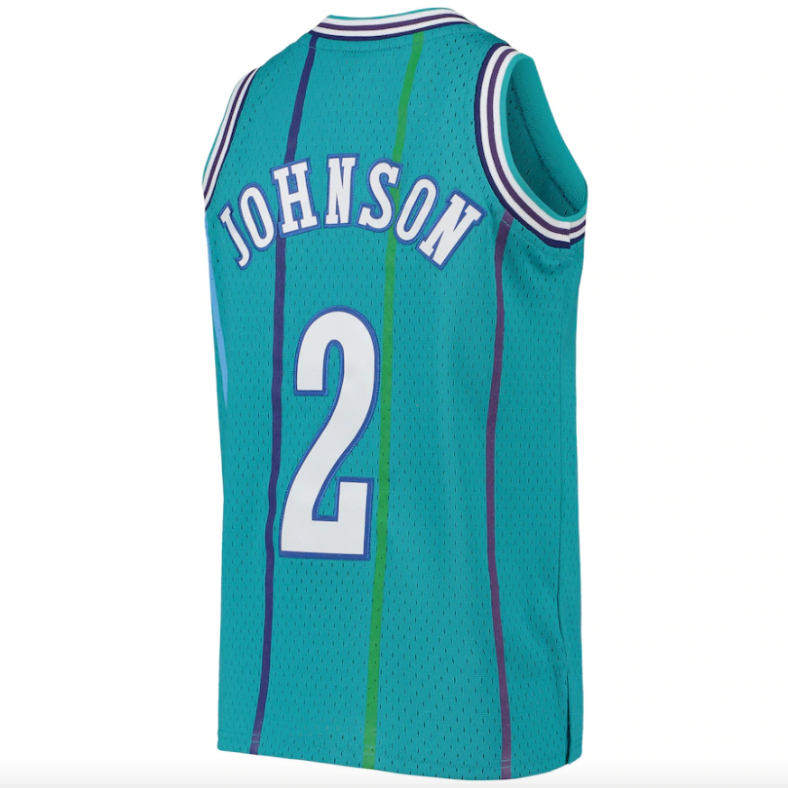 Youth Charlotte Hornets Larry Johnson Mitchell & Ness Teal 1992-93 Hardwood Classics Swingman Jersey product image 3,