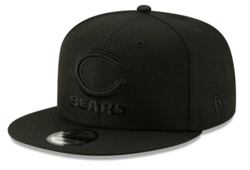 Chicago Bears New Era Black On Black Primary Logo Basic 9FIFTY Adjustable Hat - Black product image 1, provided for visual