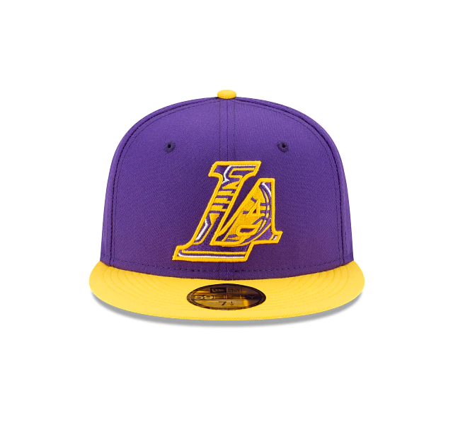 Los Angeles Lakers NBA 2021 Draft New Era Purple and Gold 59FIFTY Fitted Hat for Men product image 2, provided for visual