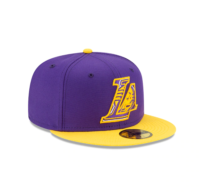 Los Angeles Lakers NBA 2021 Draft New Era Purple and Gold 59FIFTY Fitted Hat for Men product image 3, provided for visual