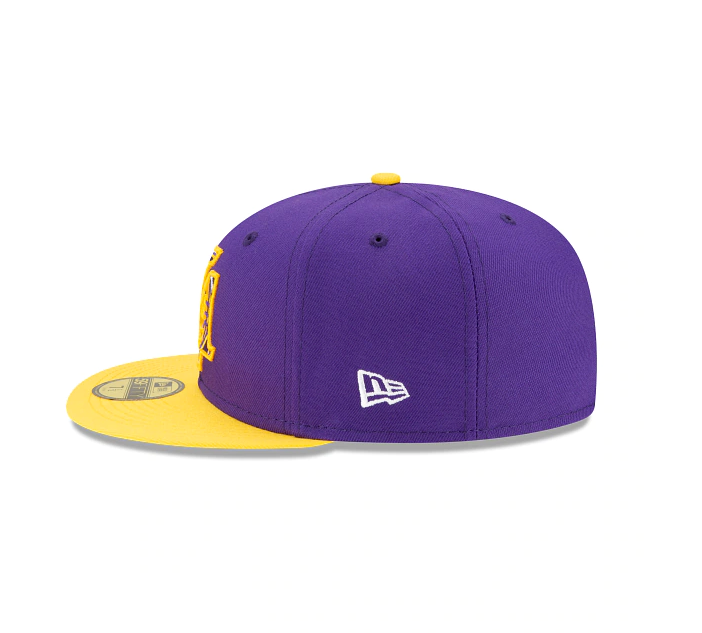 Los Angeles Lakers NBA 2021 Draft New Era Purple and Gold 59FIFTY Fitted Hat for Men product image 5, provided for visual