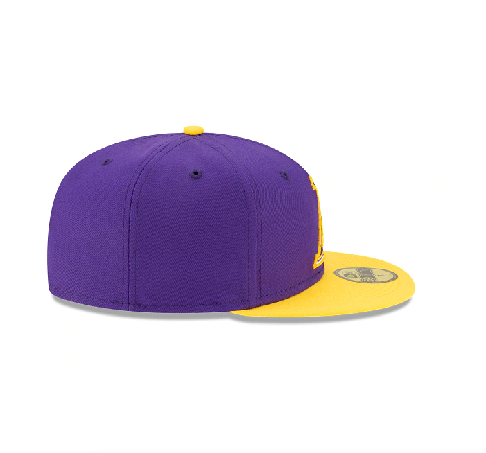 Los Angeles Lakers NBA 2021 Draft New Era Purple and Gold 59FIFTY Fitted Hat for Men product image 6, provided for visual