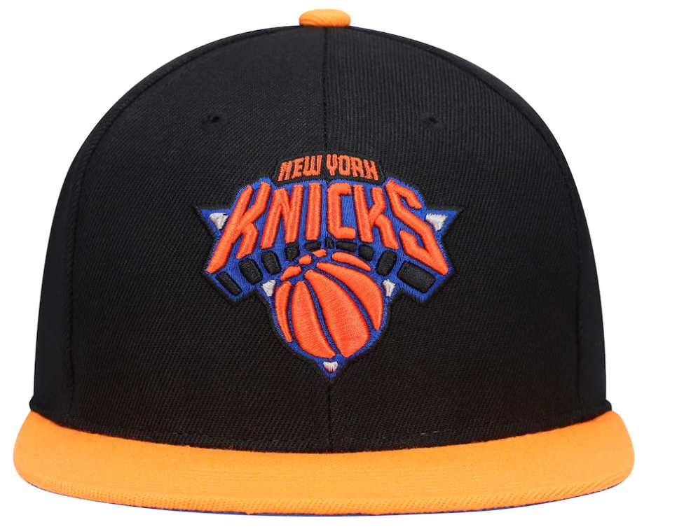 New York Knicks Mitchell & Ness Hardwood Classics Reload 2.0 Snapback Adjustable Hat - Black/Orange for Men product image 2,
