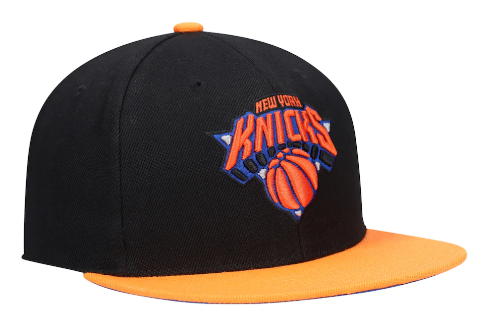 New York Knicks Mitchell & Ness Hardwood Classics Reload 2.0 Snapback Adjustable Hat - Black/Orange for Men product image 3,