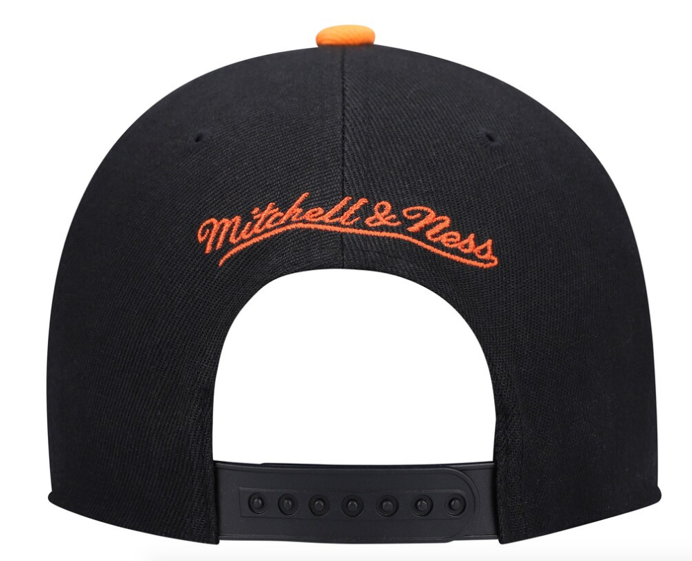 New York Knicks Mitchell & Ness Hardwood Classics Reload 2.0 Snapback Adjustable Hat - Black/Orange for Men product image 4,
