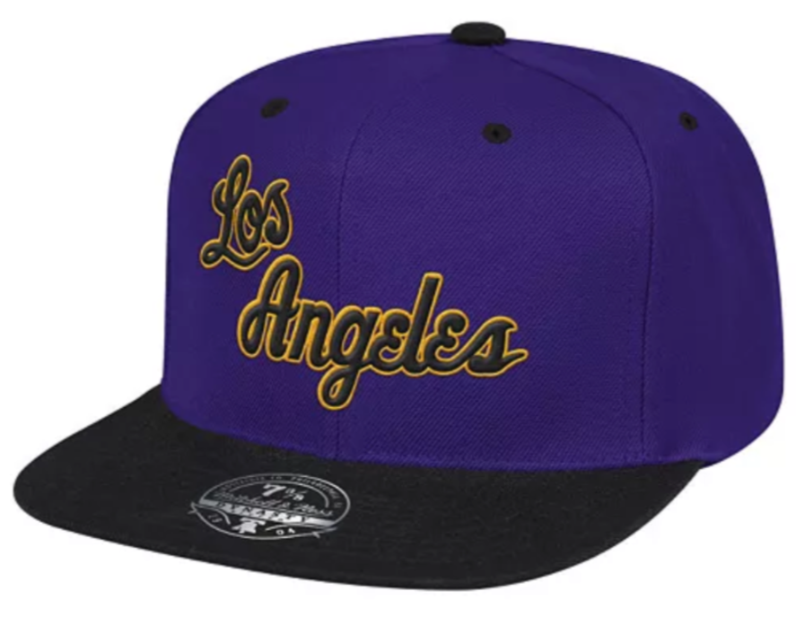 Mitchell & Ness Purple/Black Los Angeles Lakers Hardwood Classics Reload 2.0 Fitted Hat for Men product image 1, provided