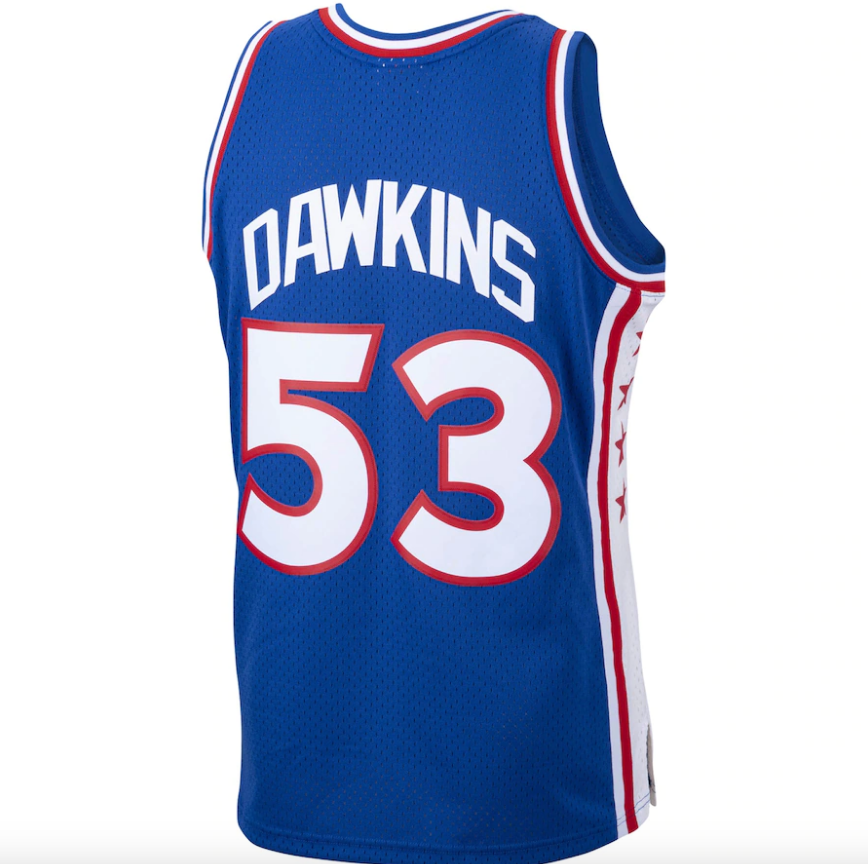 Mitchell & Ness Darryl Dawkins Royal Philadelphia 76ers 1976-77 Hardwood Classics Swingman Player Jersey for Men product