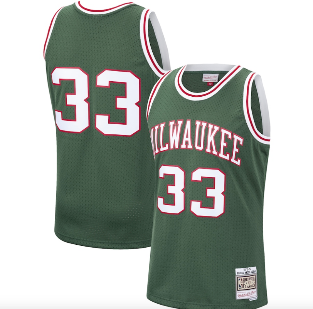 Kareem Abdul-Jabbar Milwaukee Bucks Mitchell & Ness 1970-71 Hardwood Classics Swingman Jersey - Hunter Green for Men product