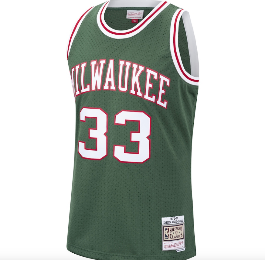 Kareem Abdul-Jabbar Milwaukee Bucks Mitchell & Ness 1970-71 Hardwood Classics Swingman Jersey - Hunter Green for Men product