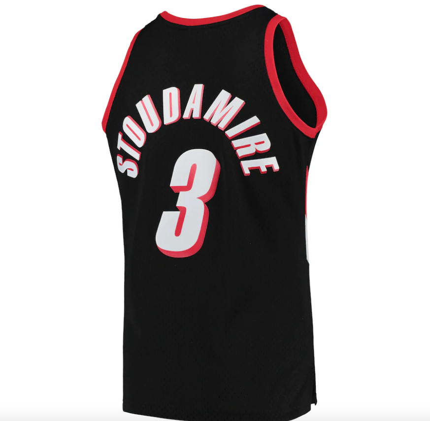 Damon Stoudamire Portland Trail Blazers Mitchell & Ness Hardwood Classics Swingman Jersey - Black for Men product image 3,