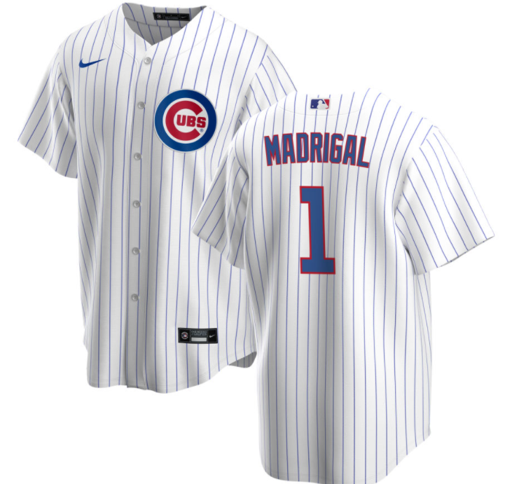 NIKE Men Nick Madrigal Chicago Cubs White Home Premium Stitch Replica Jersey product image 1, provided for visual reference