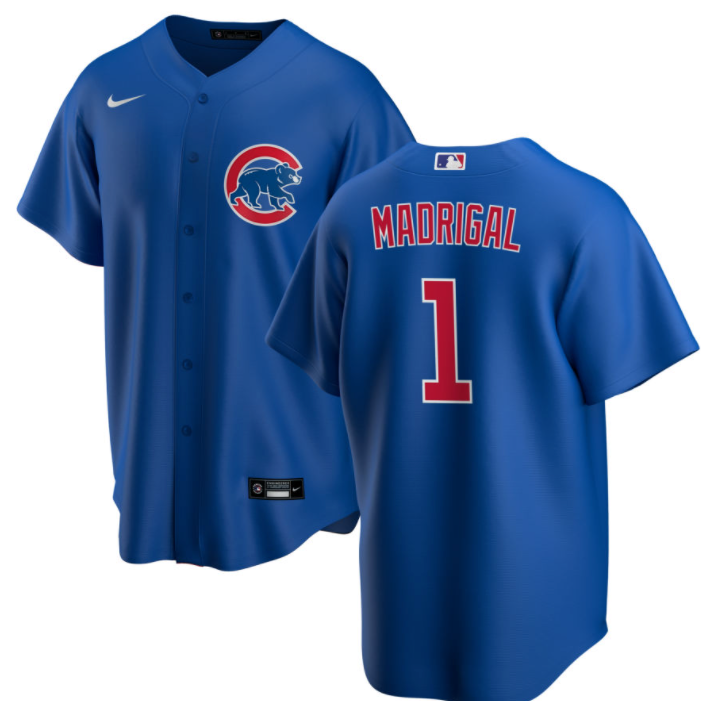 NIKE Men Nick Madrigal Chicago Cubs Blue Alternate Premium Stitch Replica Jersey product image 1, provided for visual