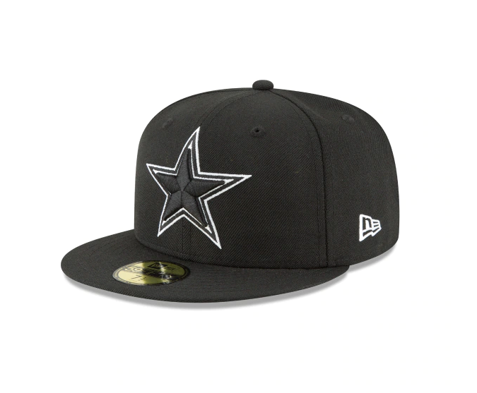 Dallas Cowboys NFL New Era Black and White 59FIFTY Fitted Hat product image 1, provided for visual reference and product