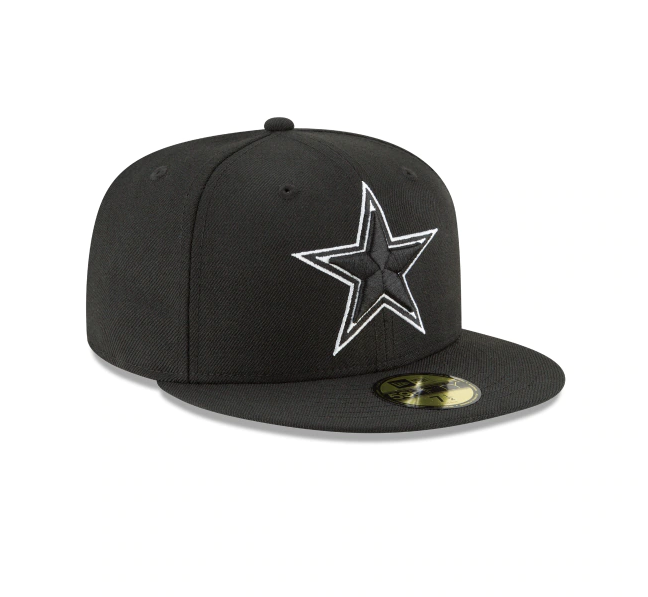 Dallas Cowboys NFL New Era Black and White 59FIFTY Fitted Hat product image 3, provided for visual reference and product