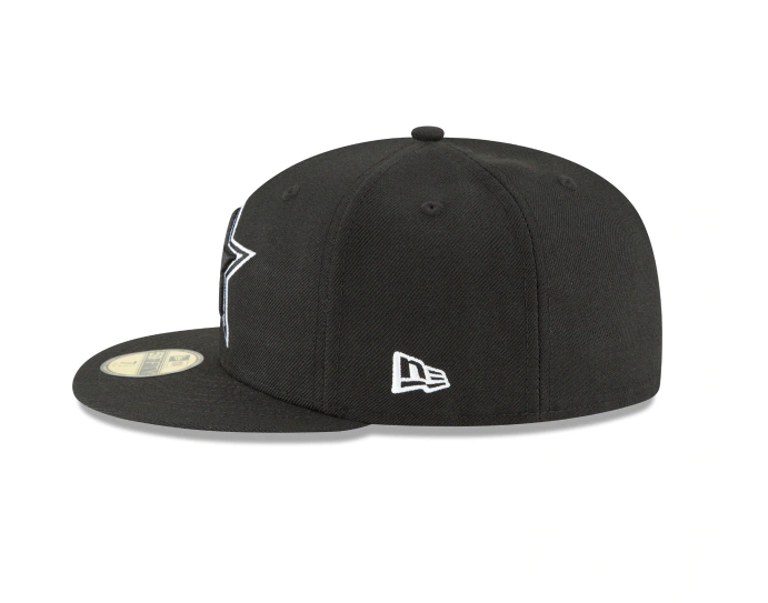 Dallas Cowboys NFL New Era Black and White 59FIFTY Fitted Hat product image 5, provided for visual reference and product