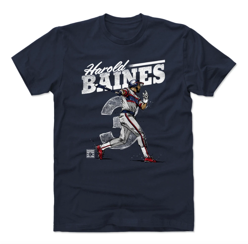 500 Level Harold Baines Chicago White Sox Retro Navy T-Shirt for Men product image 1, provided for visual reference and