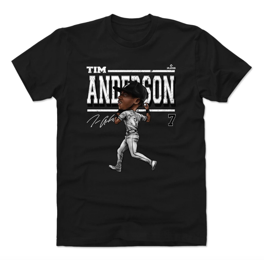 500 Level Tim Anderson Chicago White Sox Cartoon Black T-Shirt for Men product image 1, provided for visual reference and