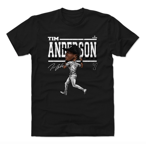 500 Level Tim Anderson Chicago White Sox Cartoon Black T-Shirt for Men product image 1, provided for visual reference and
