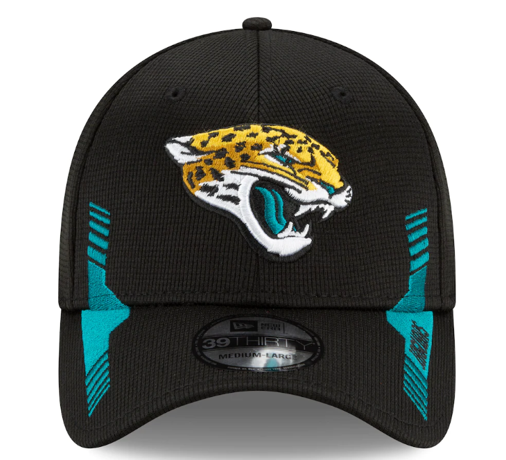 Jacksonville Jaguars New Era Black 2021 NFL Sideline Home 39THIRTY Flex Hat for Men product image 2, provided for visual