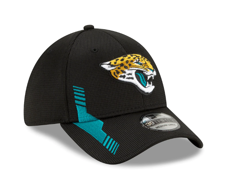 Jacksonville Jaguars New Era Black 2021 NFL Sideline Home 39THIRTY Flex Hat for Men product image 3, provided for visual
