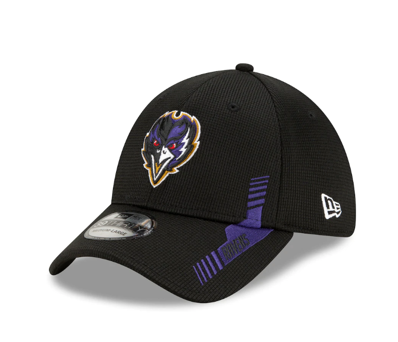 Baltimore Ravens New Era Black 2021 NFL Sideline Home Logo 39THIRTY Flex Hat for Men product image 1, provided for visual