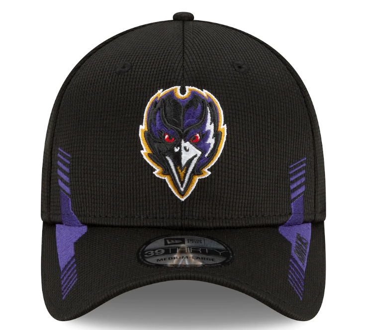 Baltimore Ravens New Era Black 2021 NFL Sideline Home Logo 39THIRTY Flex Hat for Men product image 2, provided for visual