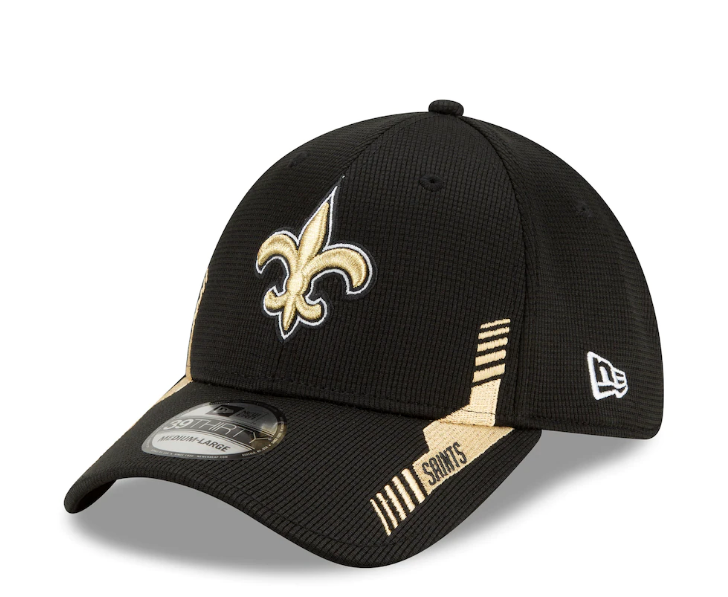New Orleans Saints New Era Black 2021 NFL Sideline Home 39THIRTY Flex Hat for Men product image 1, provided for visual