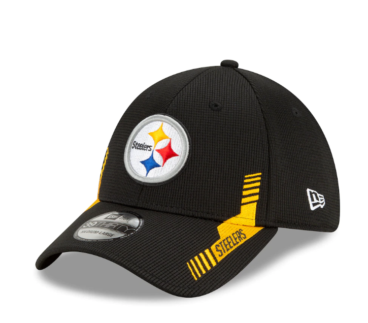 Pittsburgh Steelers New Era Black 2021 NFL Sideline Home Logo 39THIRTY Flex Hat for Men product image 1, provided for visual