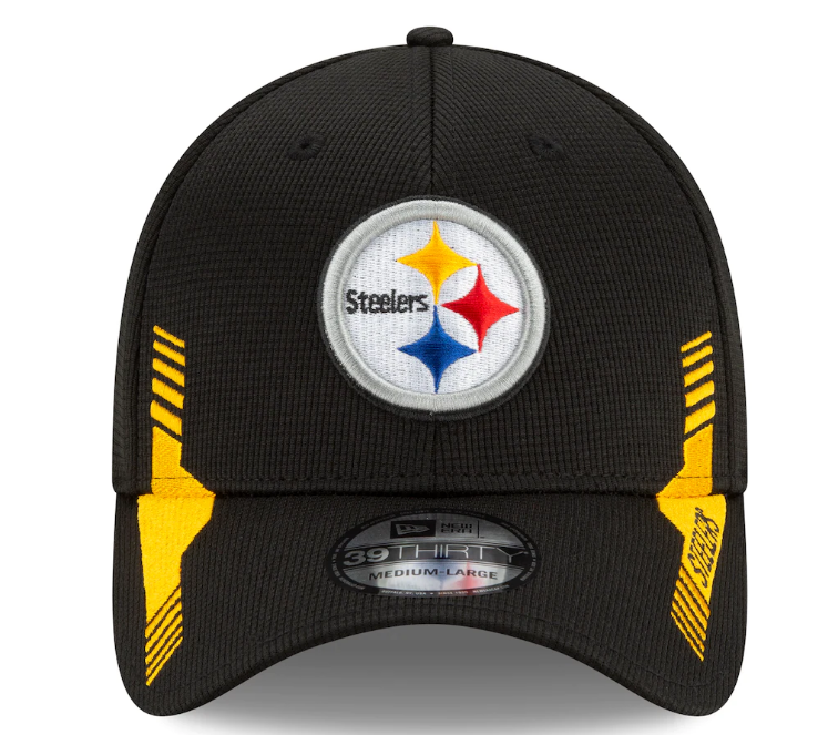Pittsburgh Steelers New Era Black 2021 NFL Sideline Home Logo 39THIRTY Flex Hat for Men product image 2, provided for visual