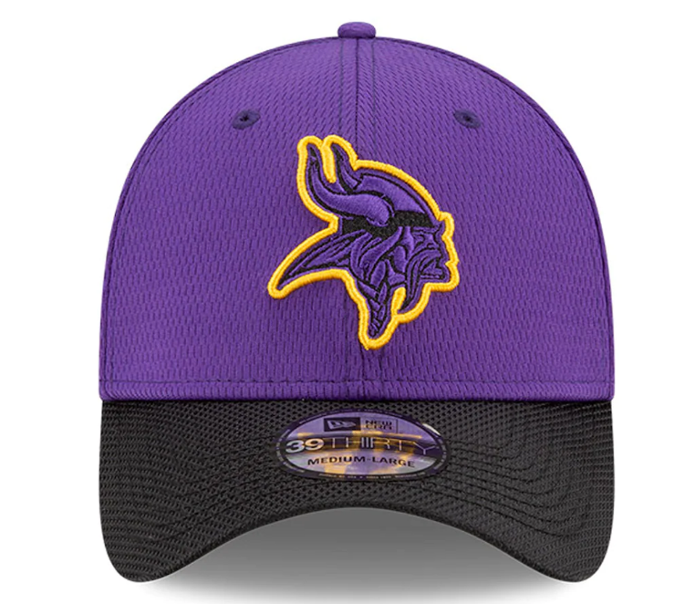 Minnesota Vikings New Era Purple/Black 2021 NFL Sideline Road 39THIRTY Flex Hat for Men product image 2, provided for visual