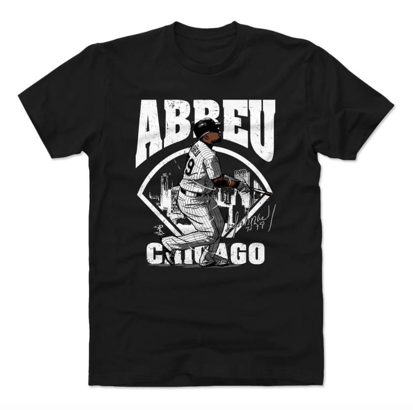 500 Level Jose Abreu Chicago White Sox Field Black T-Shirt for Men product image 1, provided for visual reference and