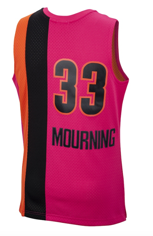 Miami Heat Alonzo Mourning Mitchell & Ness Hardwood Classics Reload 2.0 Swingman Jersey - Pink for Men product image 3,