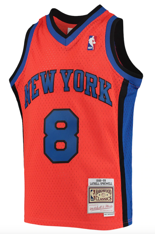 Latrell Sprewell New York Knicks Mitchell & Ness 1998-99 Hardwood Classics Reload Jersey – Orange for Men product image 2,
