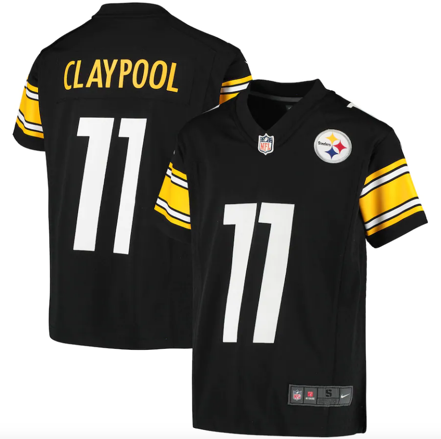 Youth Pittsburgh Steelers Chase Claypool Nike Black Game Jersey product image 1, provided for visual reference and product