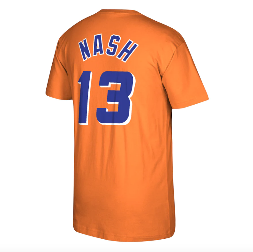 Mitchell & Ness Steve Nash Orange Phoenix Suns Reload 2.0 Name & Number T-Shirt for Men product image 3, provided for visual