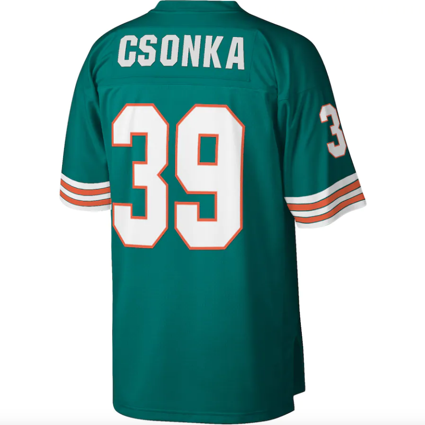 Larry Csonka Miami Dolphins Mitchell & Ness Legacy Replica Jersey - Aqua product image 3, provided for visual reference and