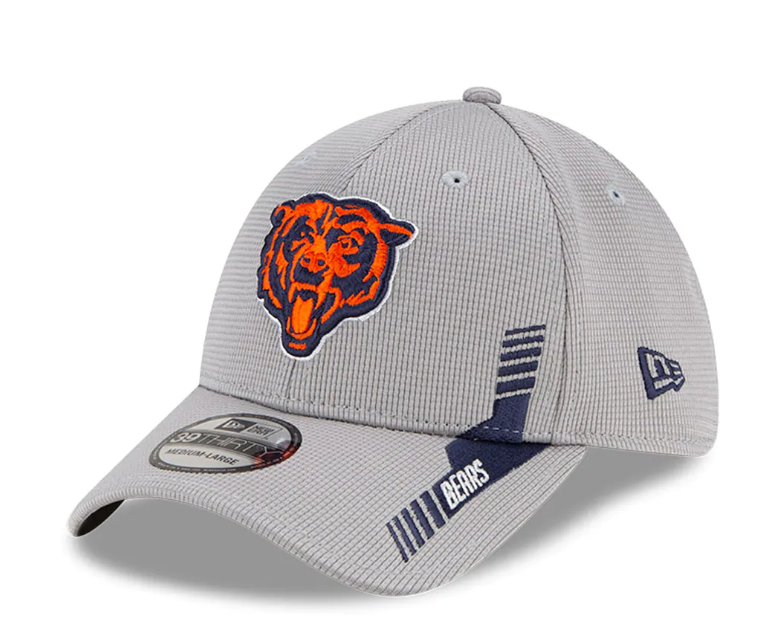 Chicago Bears New Era Gray 2021 NFL Sideline Home 39THIRTY Flex Hat for Men product image 1, provided for visual reference