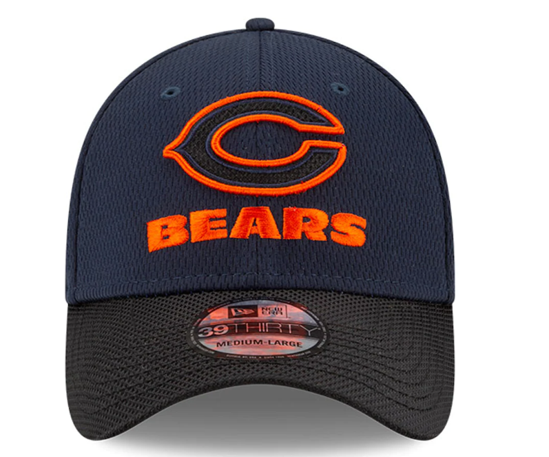 Chicago Bears New Era Navy/Black 2021 NFL Sideline Road 39THIRTY Flex Hat for Men product image 2, provided for visual