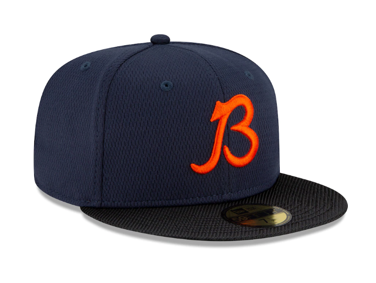 Chicago Bears New Era Navy/Black 2021 NFL Sideline Road 59FIFTY Fitted Hat for Men product image 3, provided for visual