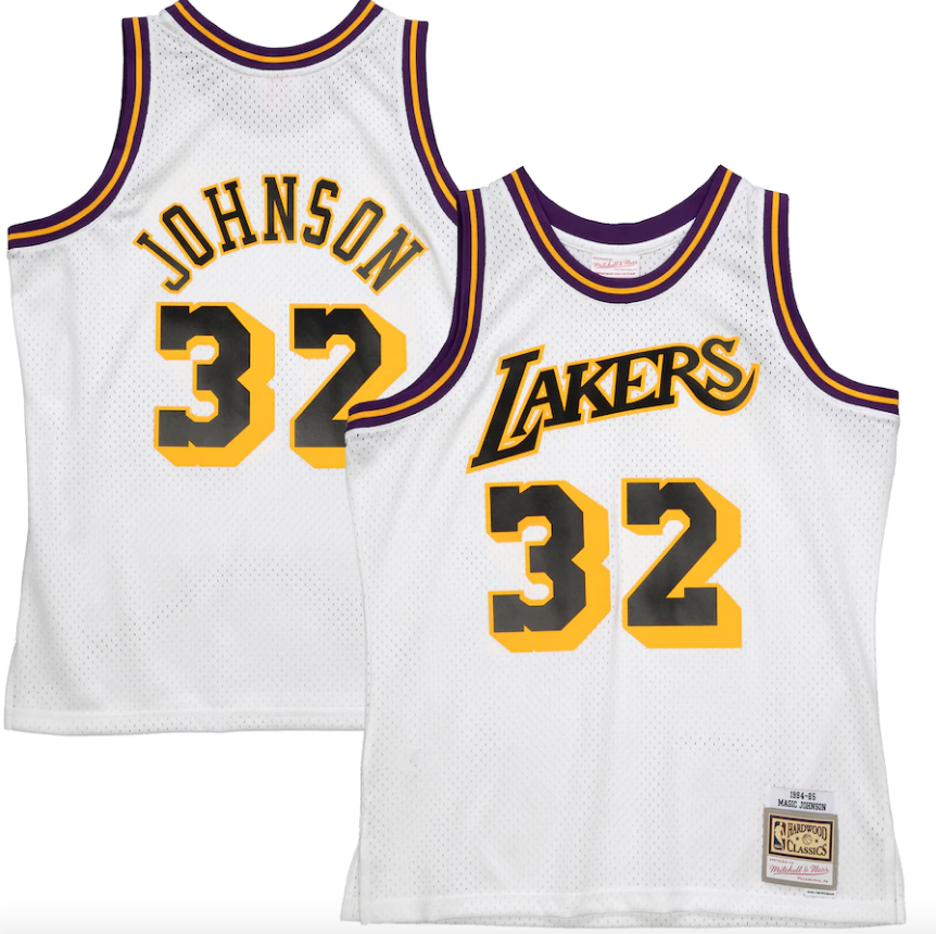 Magic Johnson Los Angeles Lakers Mitchell & Ness 1984-85 Hardwood Classics Reload 2.0 Swingman Jersey - White for Men