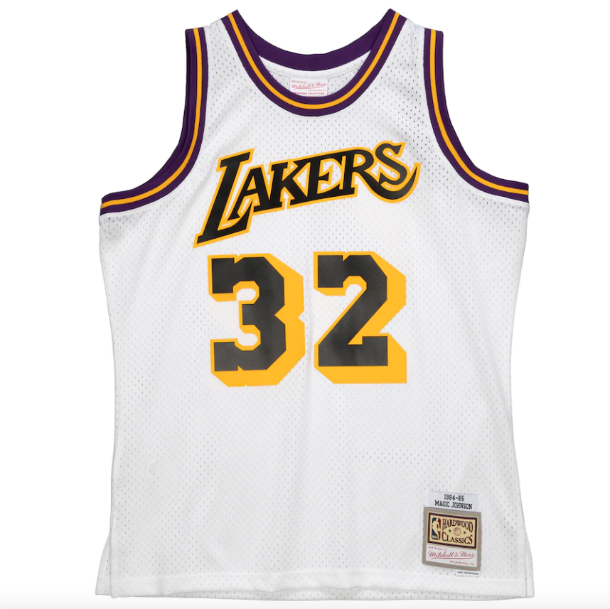 Magic Johnson Los Angeles Lakers Mitchell & Ness 1984-85 Hardwood Classics Reload 2.0 Swingman Jersey - White for Men
