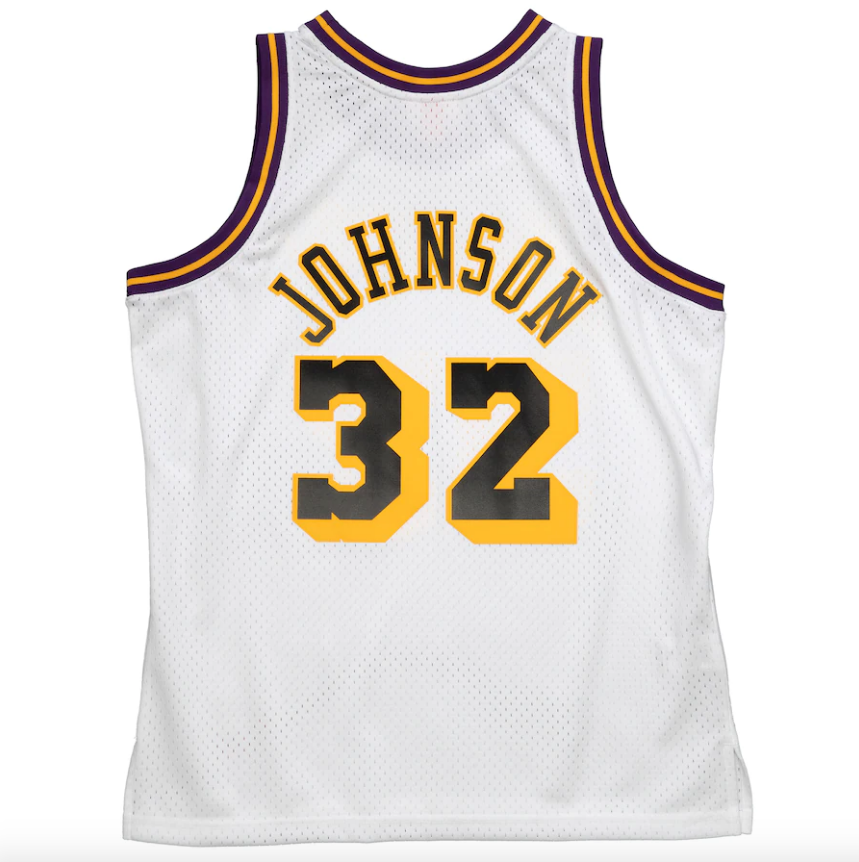 Magic Johnson Los Angeles Lakers Mitchell & Ness 1984-85 Hardwood Classics Reload 2.0 Swingman Jersey - White for Men
