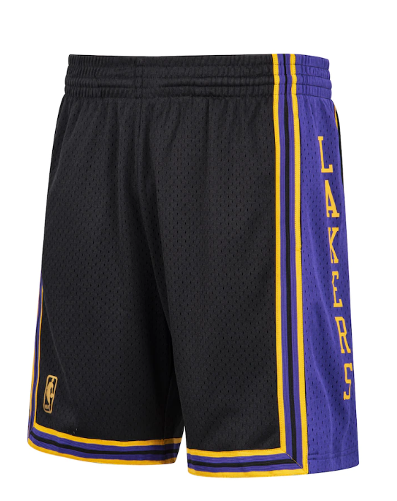 Los Angeles Lakers Mitchell & Ness Black Hardwood Classic Reload Swingman Shorts for Men product image 2, provided for