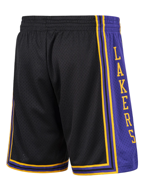 Los Angeles Lakers Mitchell & Ness Black Hardwood Classic Reload Swingman Shorts for Men product image 3, provided for